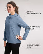 Homesteada™ Heritage Country Camp Women‘s UPF 50+ Windbreaker Jacket, Lightweight Packable Sun Protection Hoodie