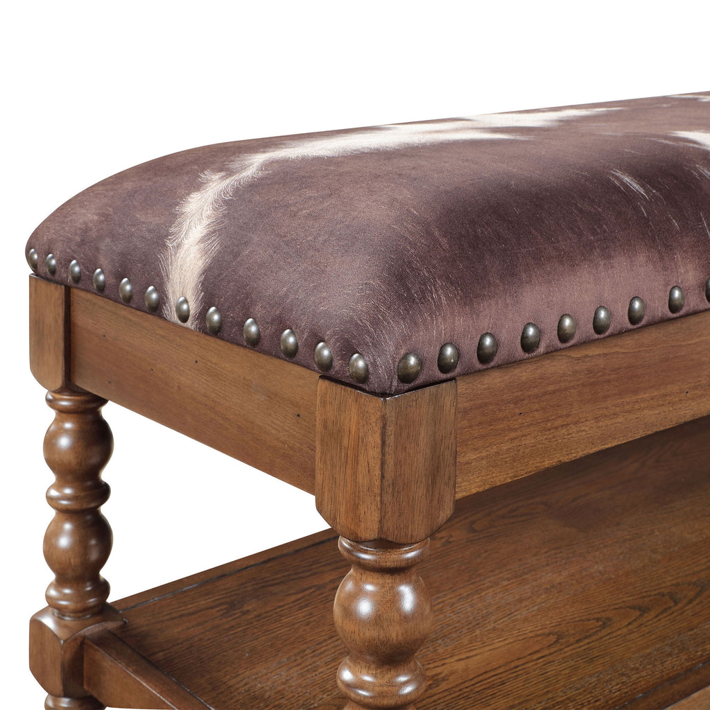 Homesteada™ Harper Bench, Faux Cowhide Fabric