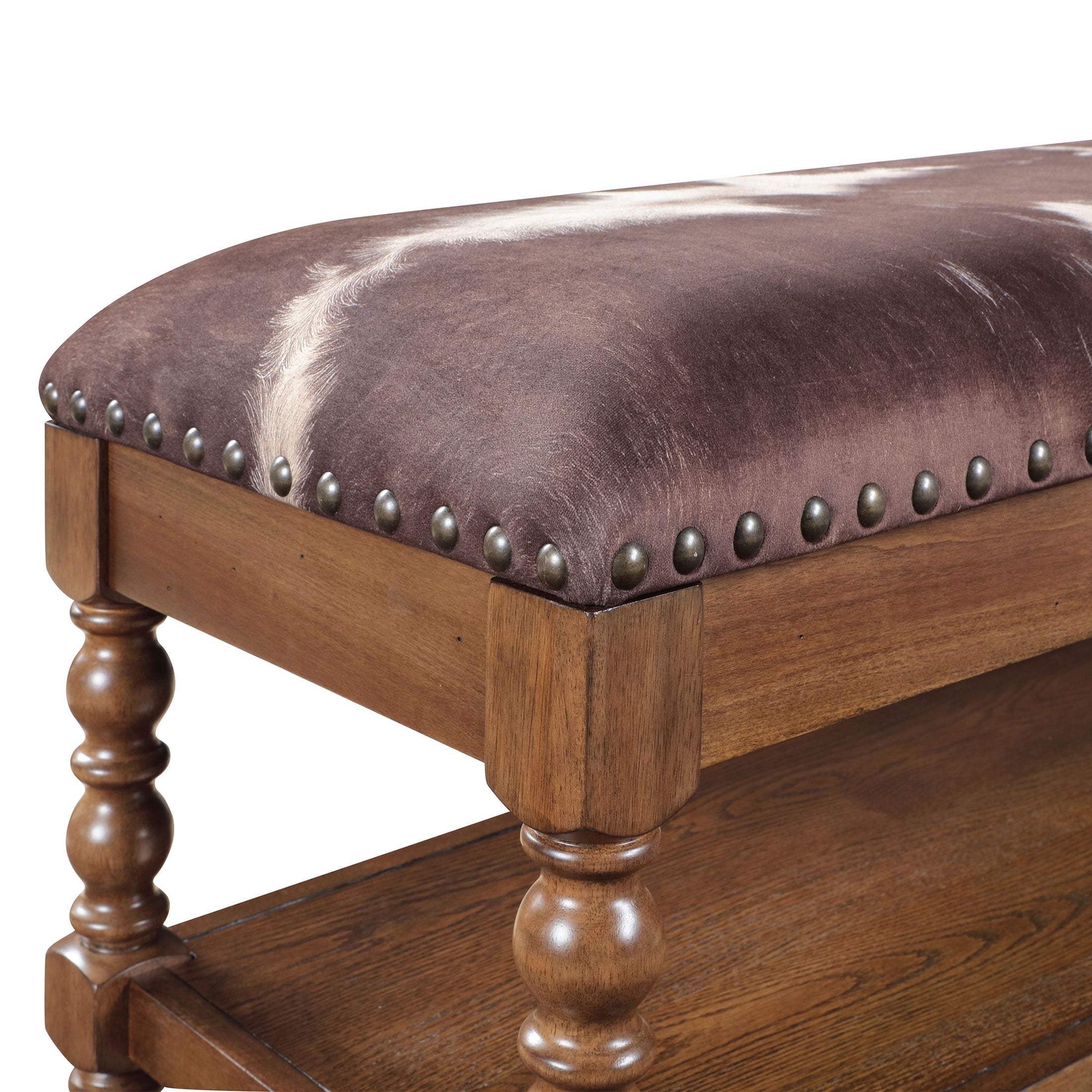 Homesteada™ Harper Bench, Faux Cowhide Fabric