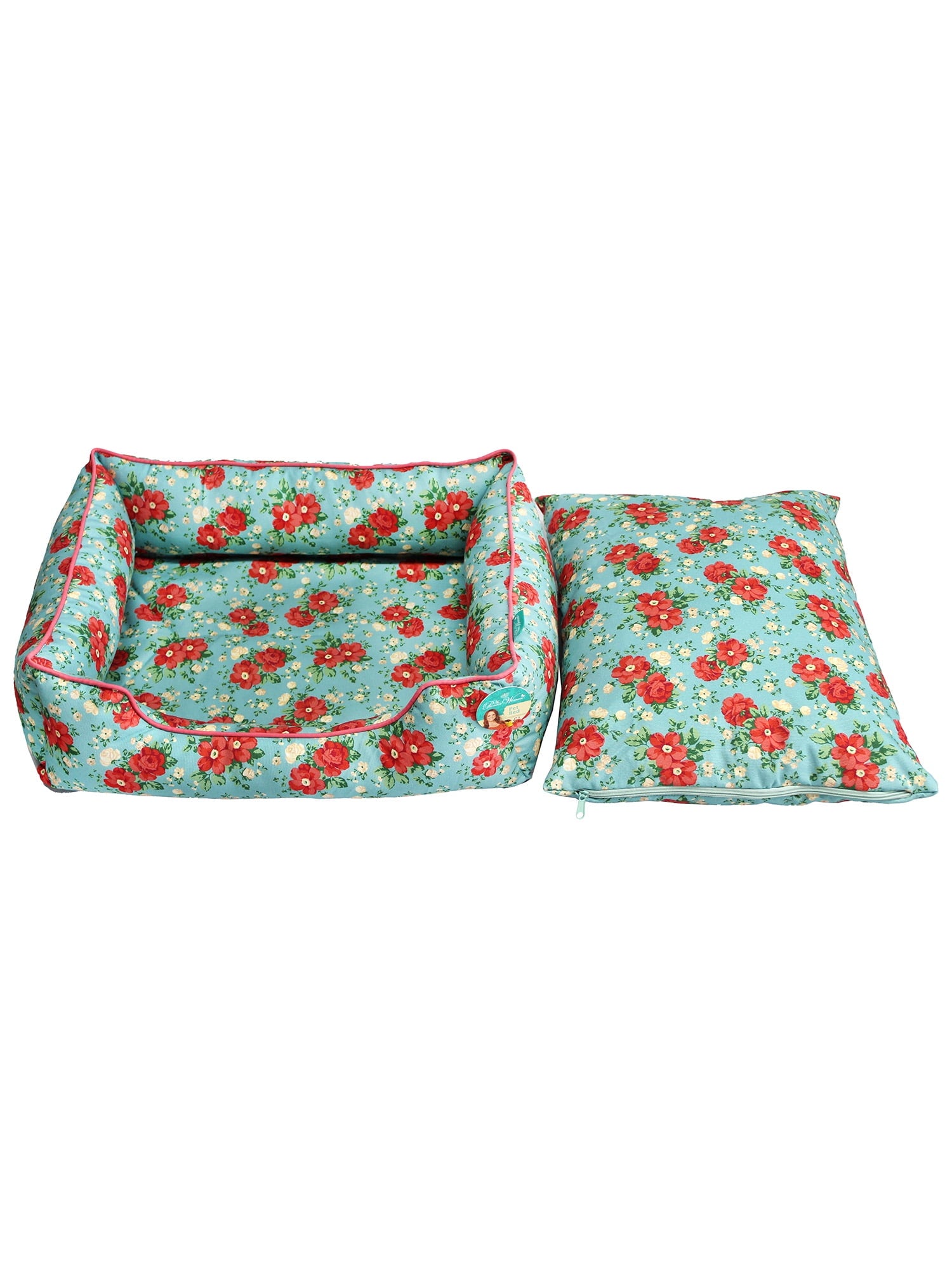 Homesteada™ Vintage Floral Medium Pet Bed, Multi-Color, 25" x 21"