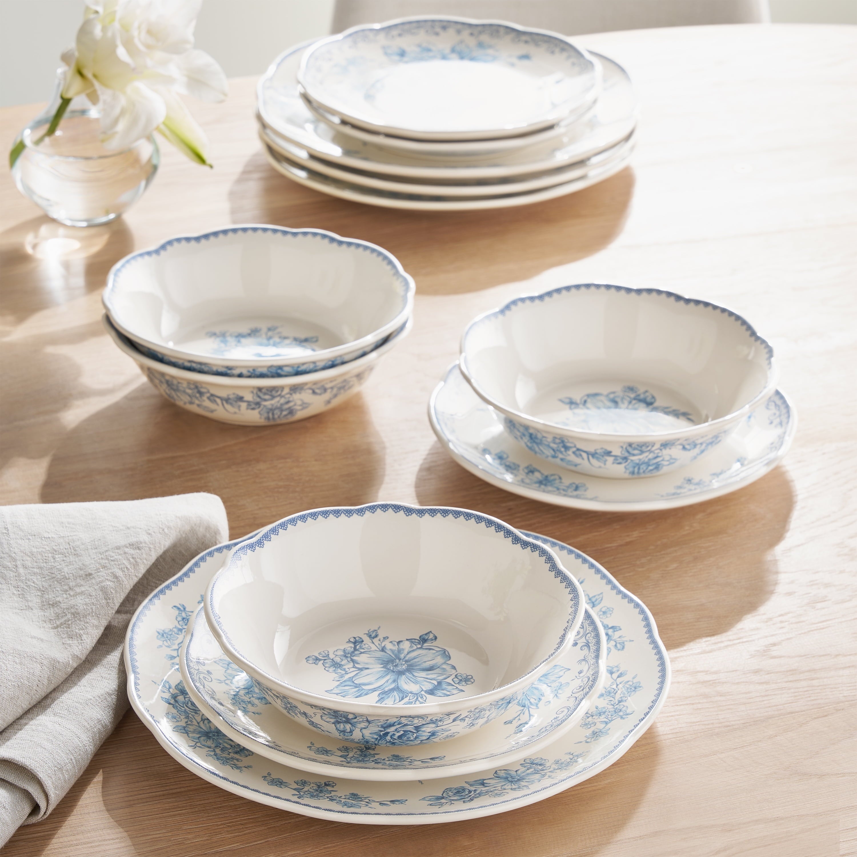 Homesteada™ Agatha 12-Piece Stoneware Dinnerware Set, Blue