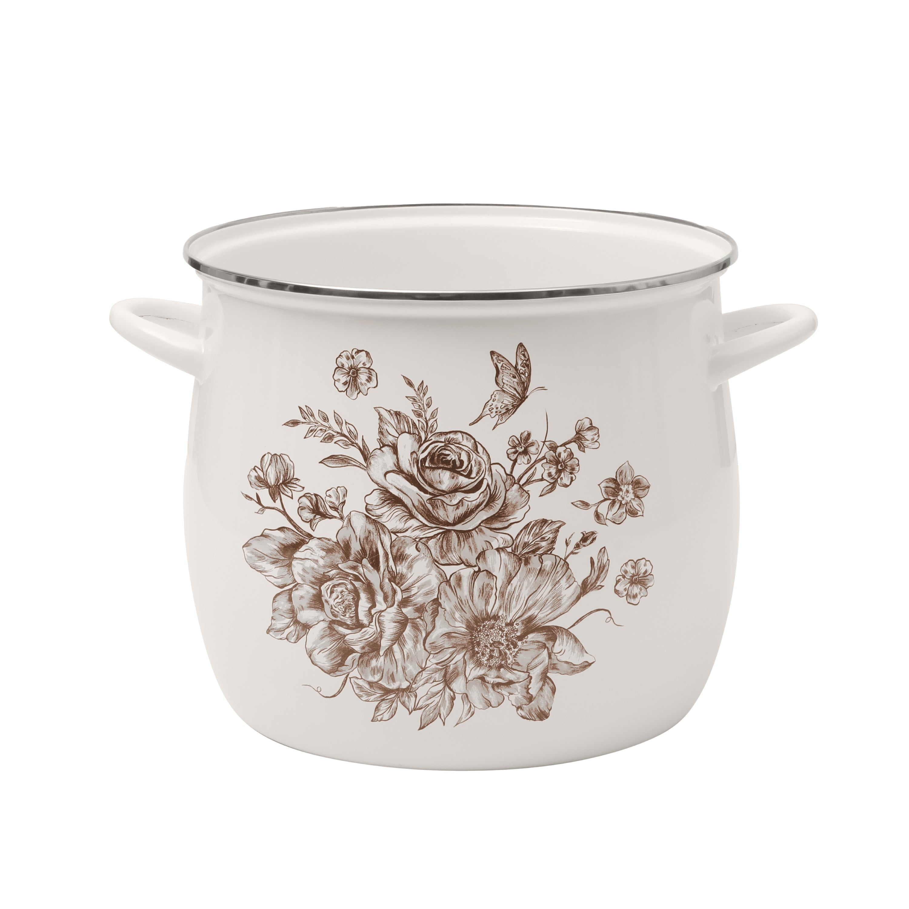 Homesteada™ Agatha 12 Qt Enamel on Steel Stock Pot with Lid, Brown
