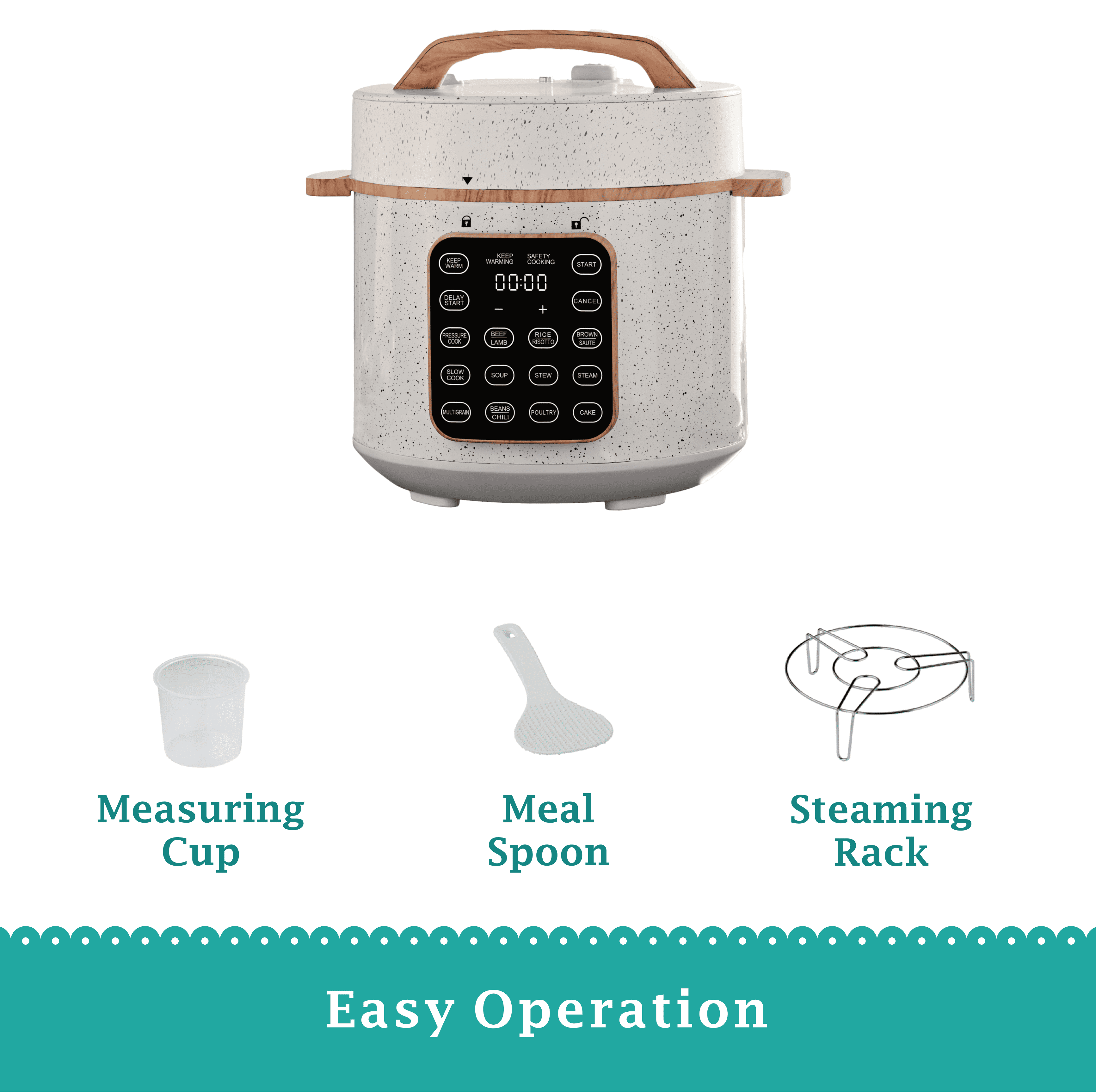 Homesteada™ Linen Speckle 6-Quart Pressure Cooker with Touch Control Display