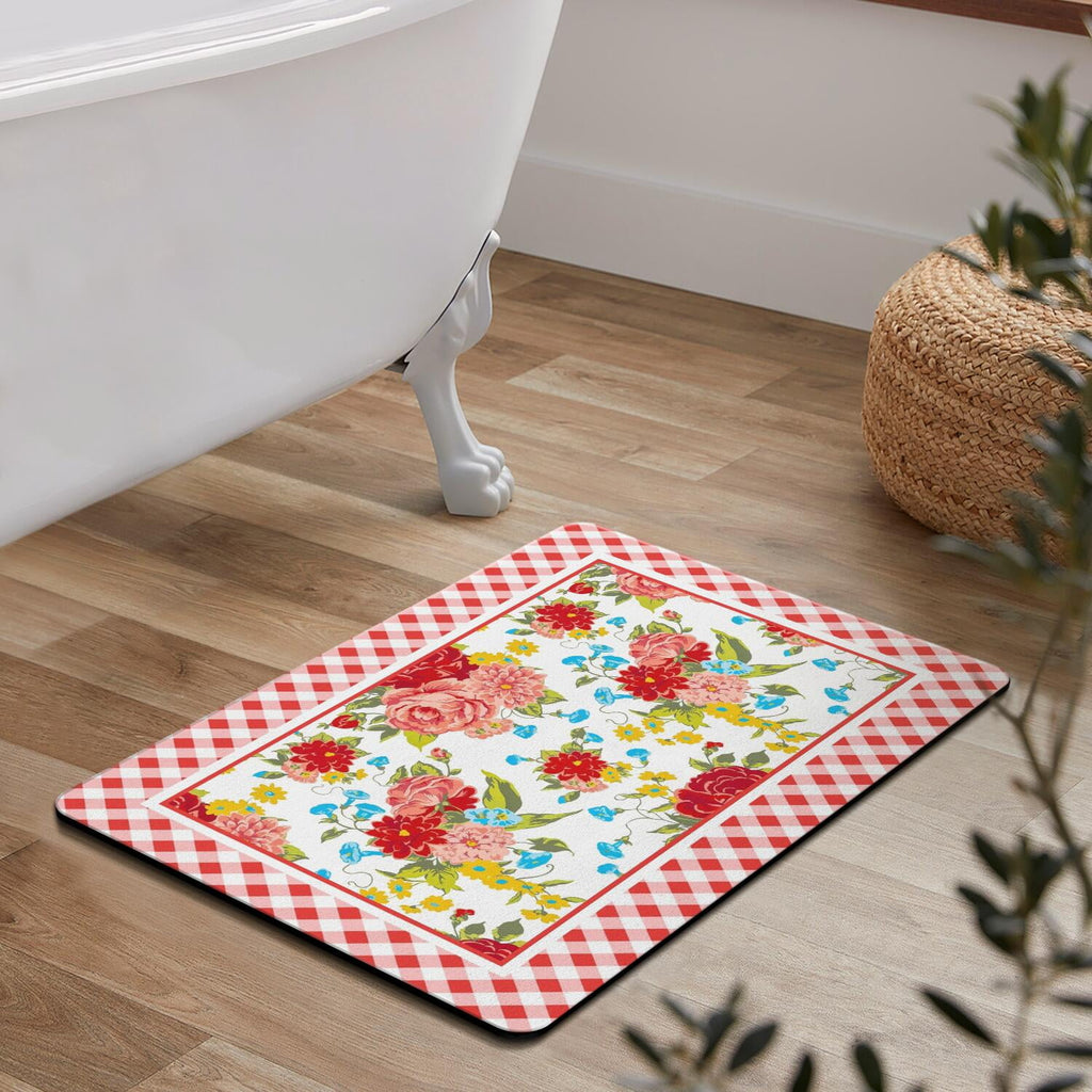 Homesteada™ Flower Kitchen Mat Sets 2 Piece Farmhouse Anti Fatigue Waterproof Stain Resistant Floor Rug Non Slip Homesteada™ Vintage Floral Kitchen Laundry Room Rug - 17x30+17x47Inch