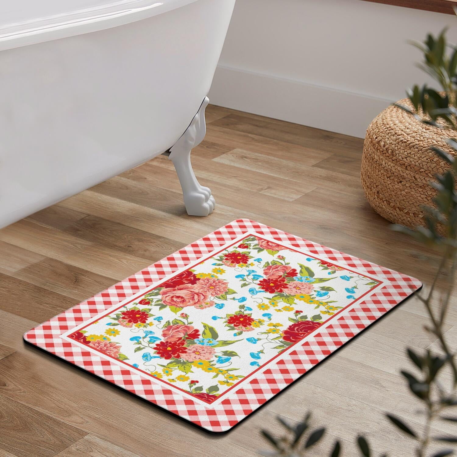 Homesteada™ Flower Kitchen Mat Sets 2 Piece Farmhouse Anti Fatigue Waterproof Stain Resistant Floor Rug Non Slip Homesteada™ Vintage Floral Kitchen Laundry Room Rug - 17x30+17x47Inch