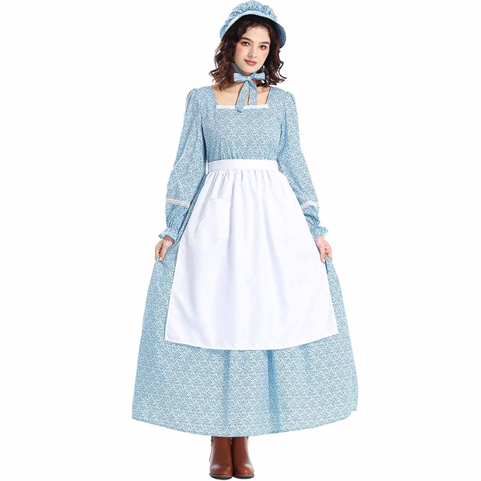 Homesteada™ Heritage Country Prairie Dress Women Floral Colonial Costume Long Sleeve American Historical Dress