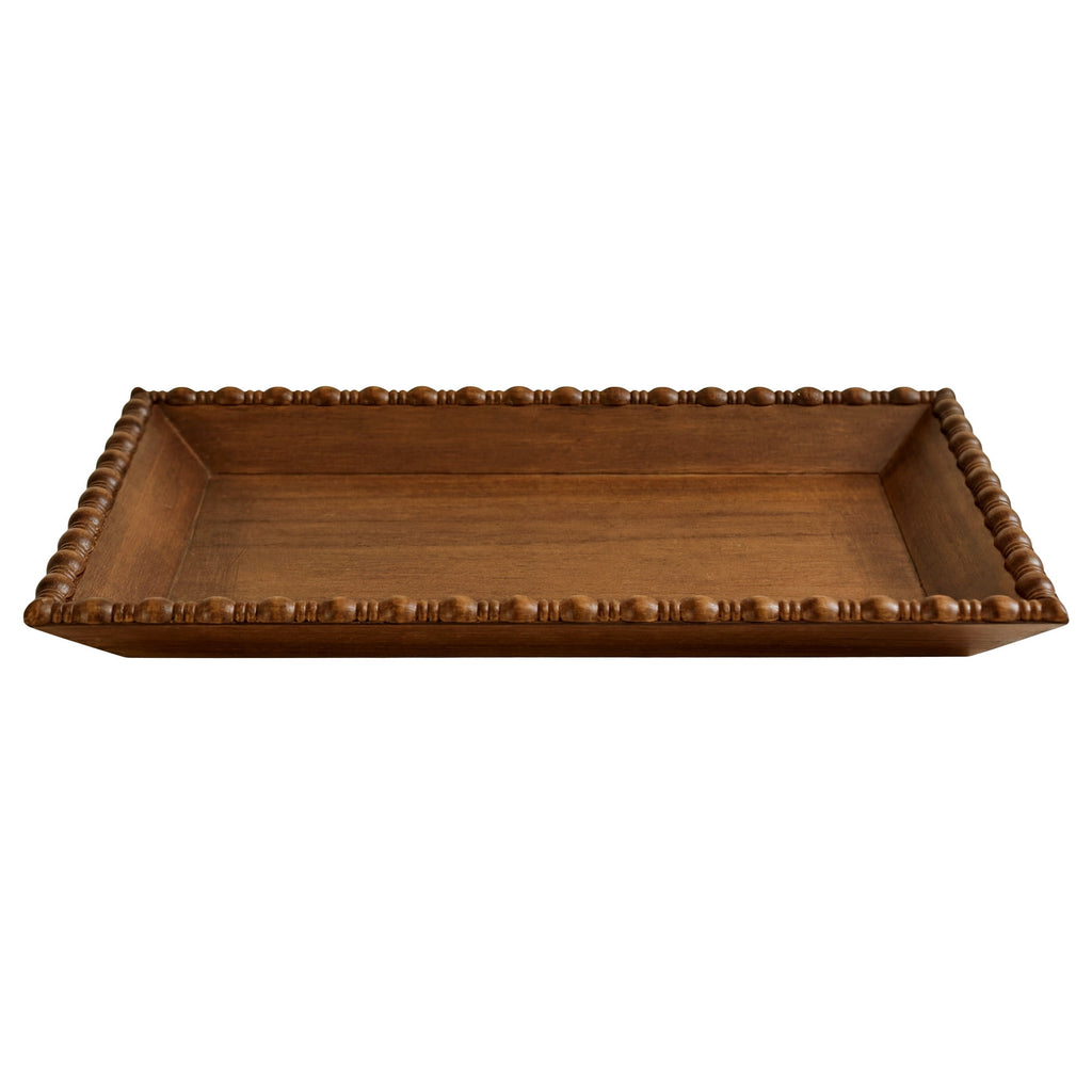 Homesteada™ Harper Rustic Brown Decorative Tray with Beaded Rim, 18.7 x 12.4 inches
