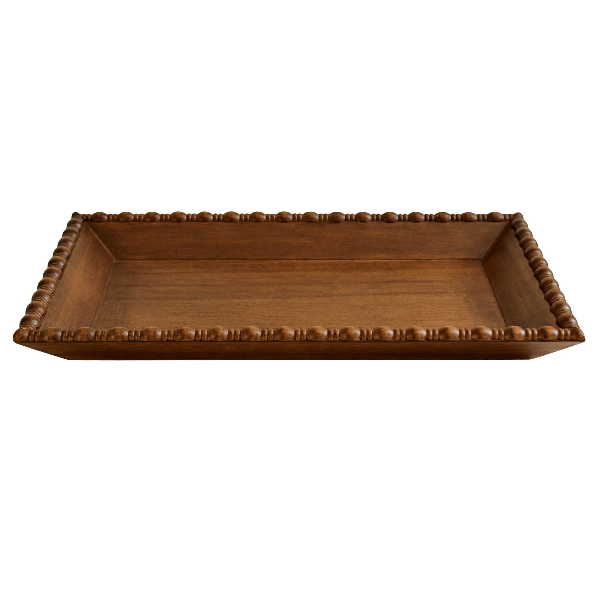 Homesteada™ Harper Rustic Brown Decorative Tray with Beaded Rim, 18.7 x 12.4 inches