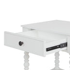Homesteada™ Harper Spindle Nightstand with USB Charging Ports, Adults and Teens, White Finish