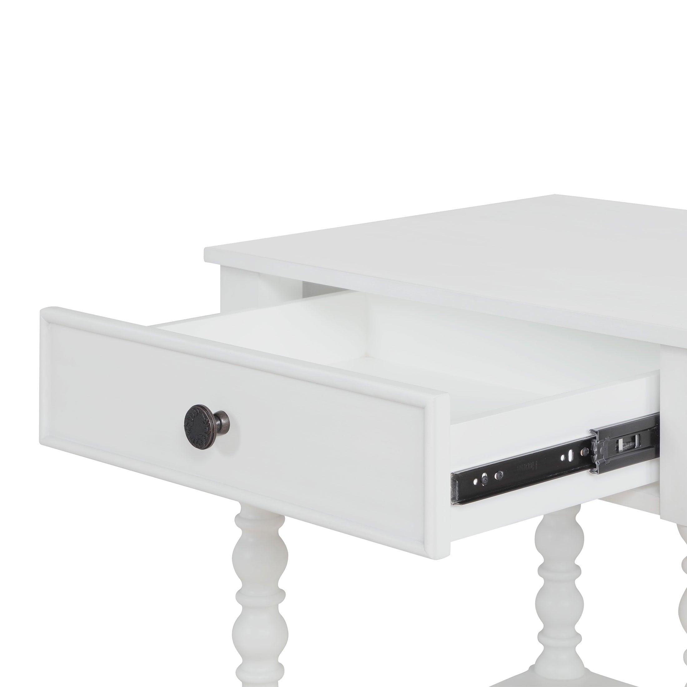 Homesteada™ Harper Spindle Nightstand with USB Charging Ports, Adults and Teens, White Finish