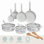 Homesteada™ 12-Piece Classic Ceramic Cookware Set, Agatha Blue