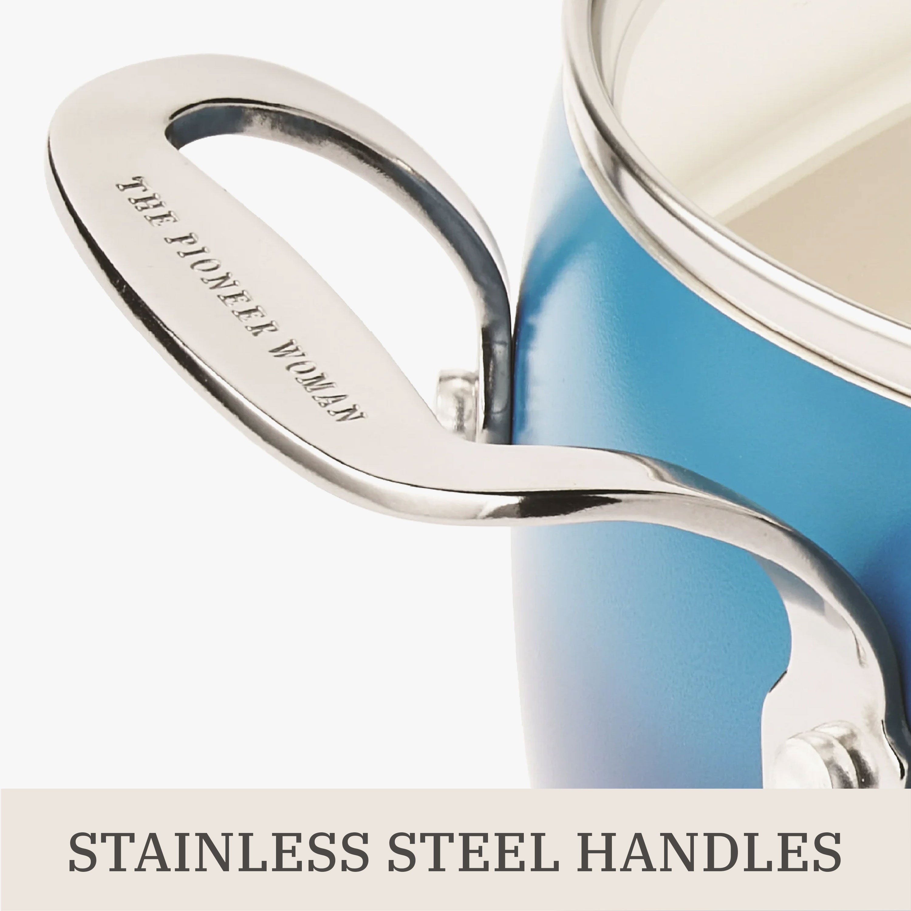 Homesteada™ Harlow 15-Piece Cookware Set, Ceramic Non-Stick Pots and Pans Set, Denim Blue