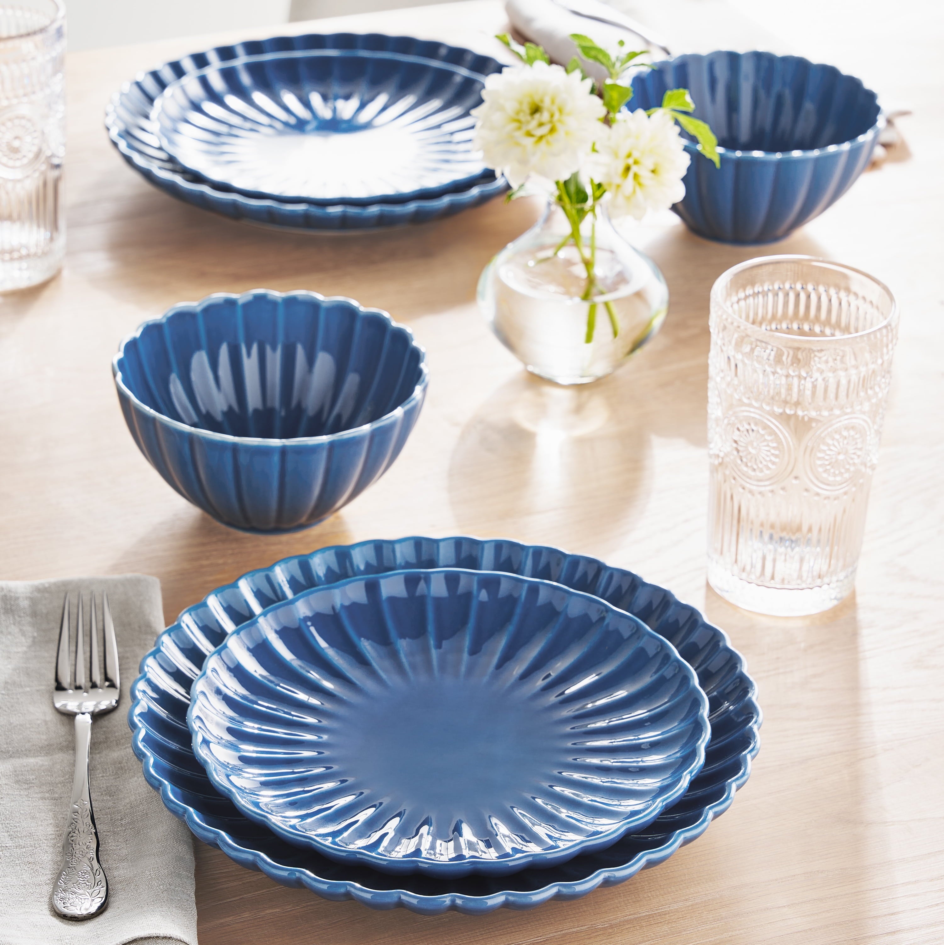 Homesteada™ Colette 12-Piece Stoneware Dinnerware Set, Blue