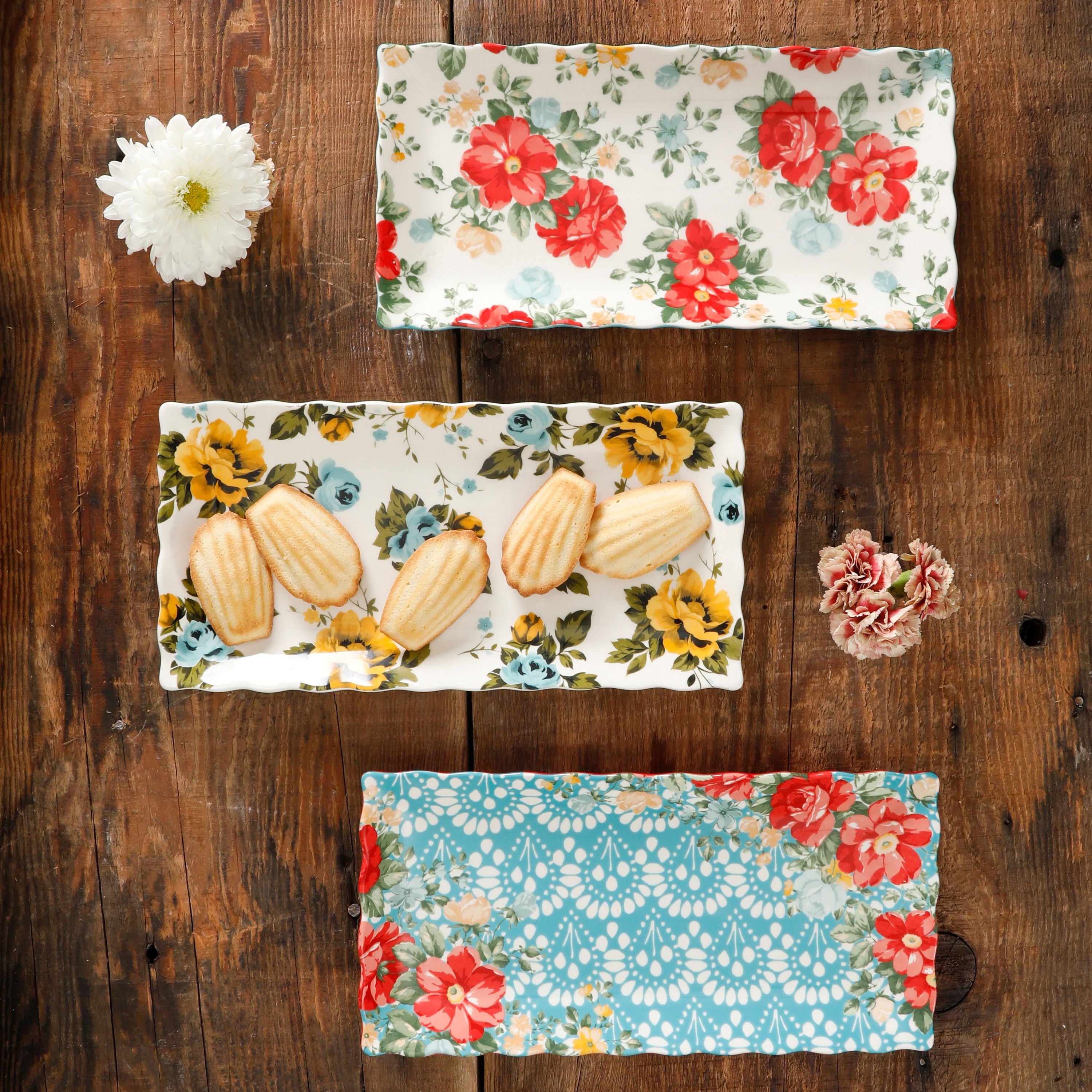 Homesteada™ Floral Medley 12.3" Stoneware Serving Platters, 3-Piece Set