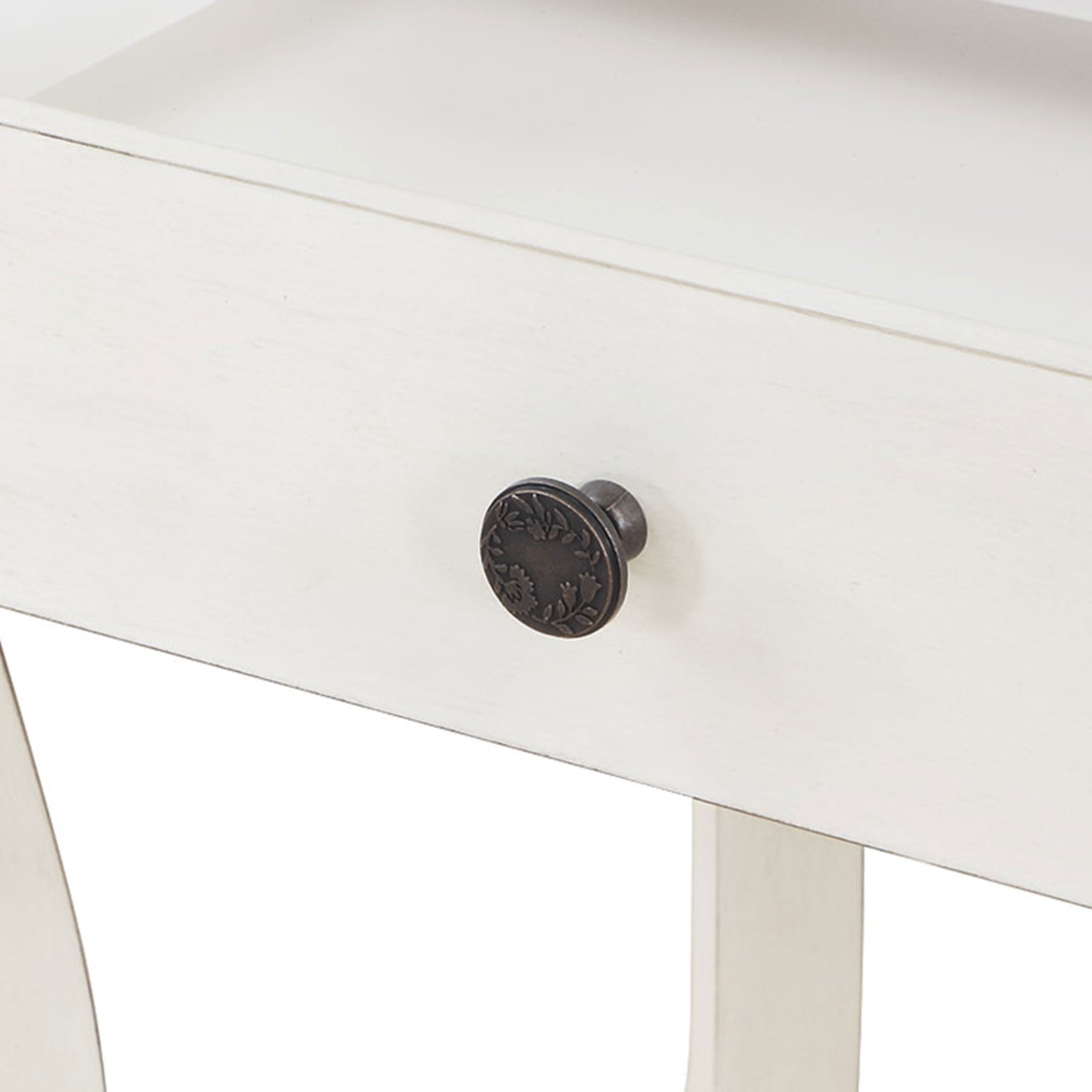 Homesteada™ Vanity Set and Stool with Tri-Fold Mirror and Made With Solid Wood Frame, White