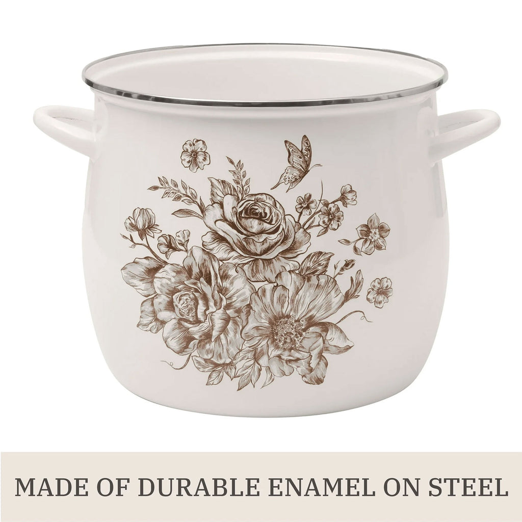 Homesteada™ Agatha 12 Qt Enamel on Steel Stock Pot with Lid, Brown