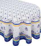 Homesteada™ Polish Pottery Style Tablecloth, Blue Ceramic Table Cloth, Farmhouse Tablecover for Oval Tables 60 x 84, Perfect for Kitchen Dinner, Restaurant,Holiday Picnic Party Table Cover