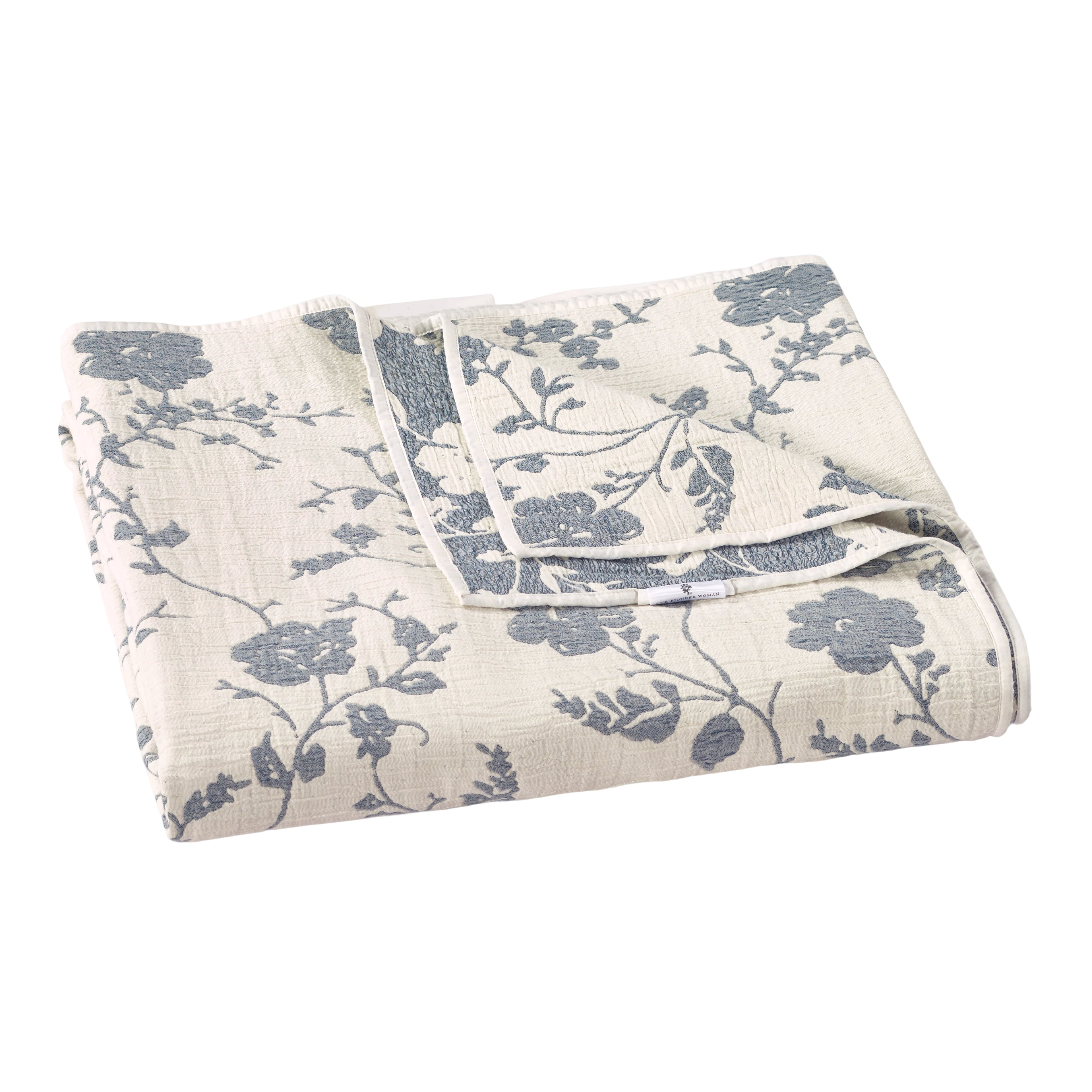 Homesteada™ Agatha Floral Gauze Quilt, Full/Queen, Blue Dust, Reversible Bedding