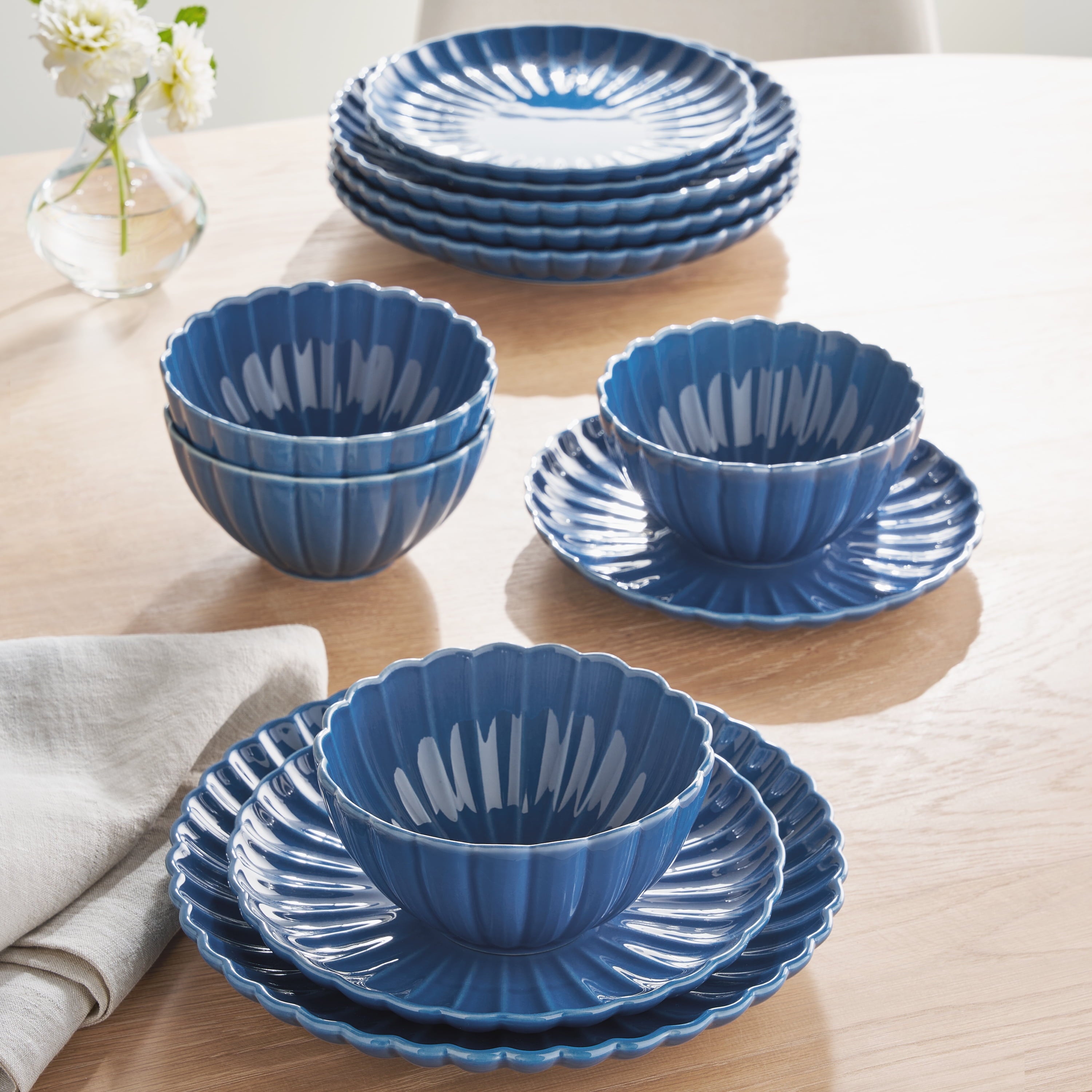 Homesteada™ Colette 12-Piece Stoneware Dinnerware Set, Blue