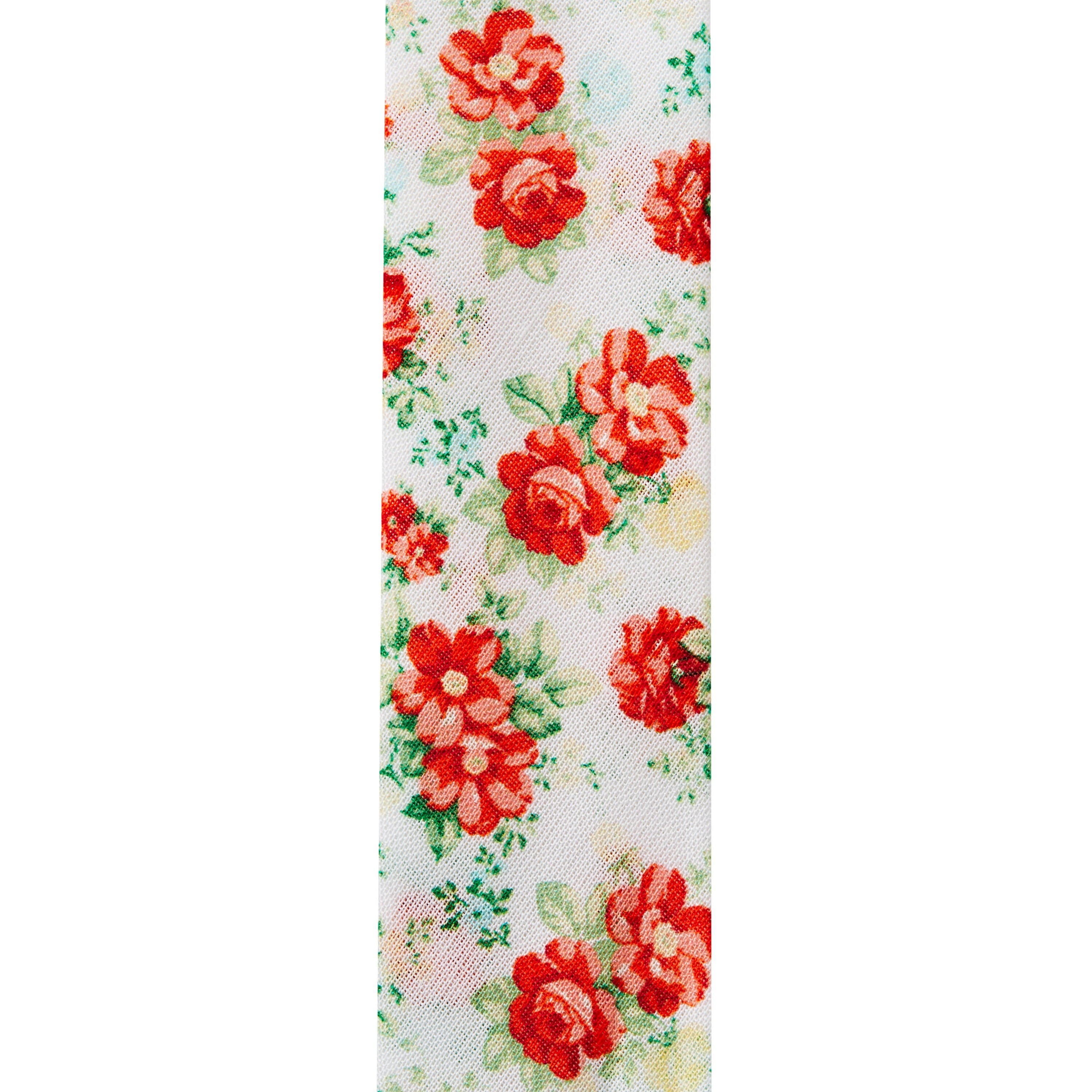Homesteada™ Vintage Floral White Double Fold Cotton Bias Tape Ribbon, 7/8" x 25 Yards