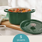 Homesteada™ 5-Quart Enamel Cast Iron Dutch Oven with Lid, Dark Green