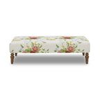 Homesteada™ Vintage Floral Fabric Rectangular Ottoman, White