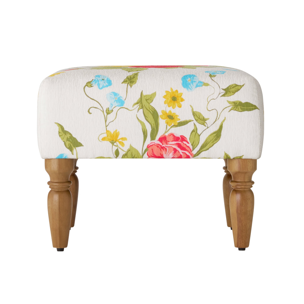 Homesteada™ Sweet Rose Ottoman, White, 17.25 in