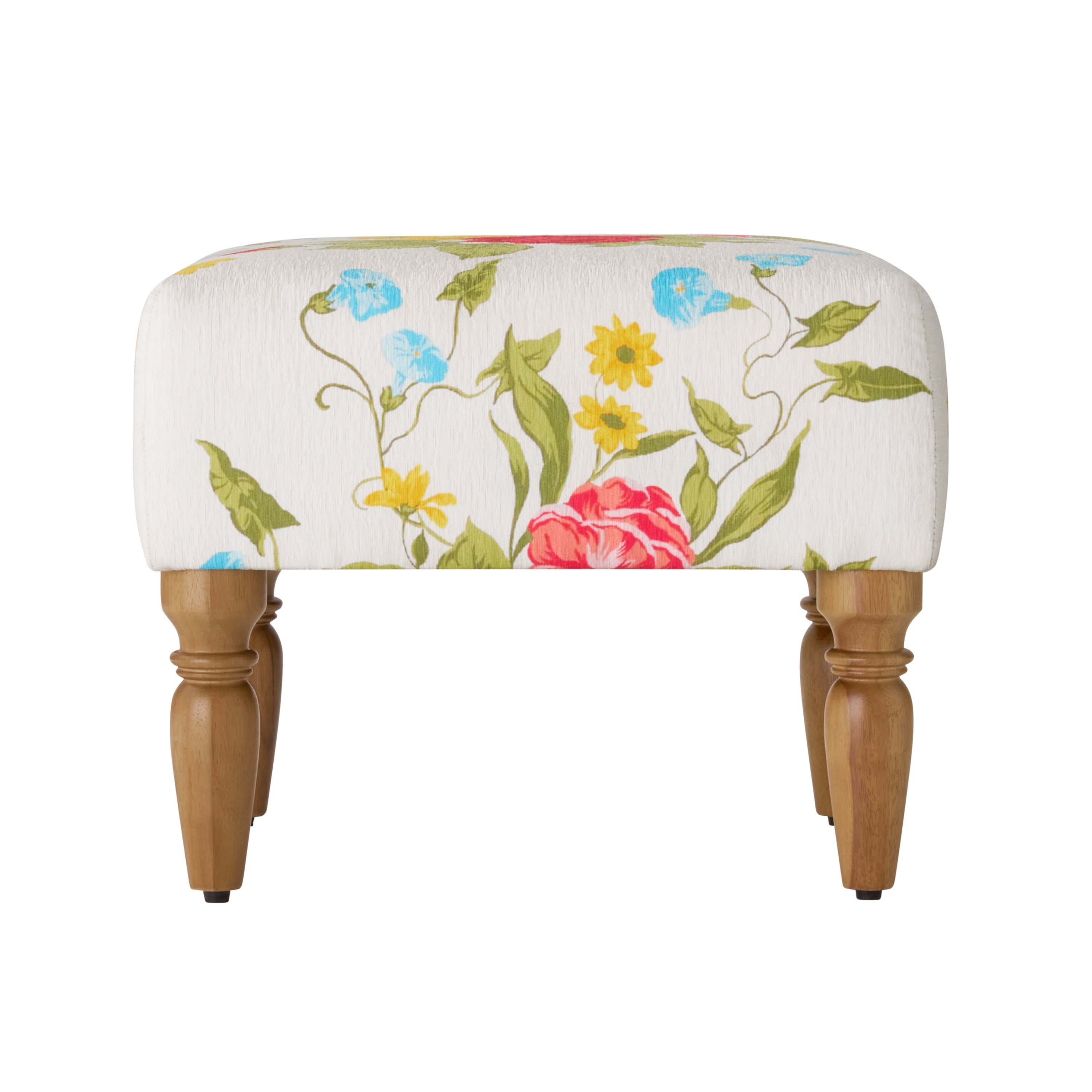 Homesteada™ Sweet Rose Ottoman, White, 17.25 in
