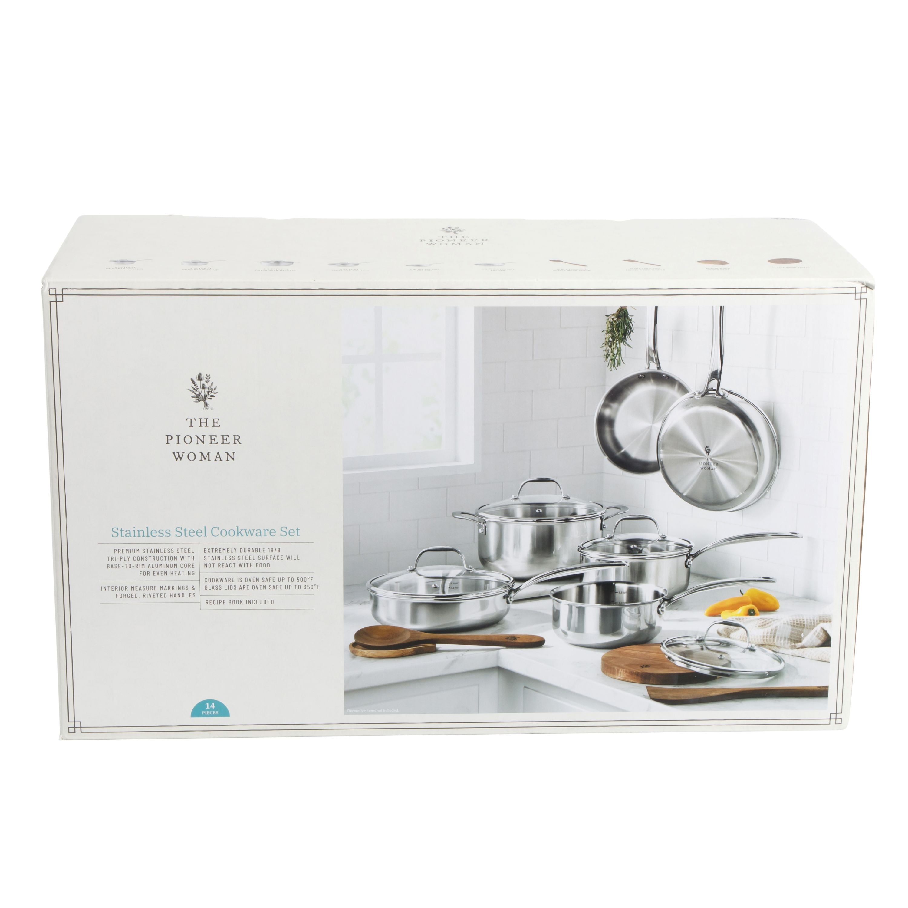 Homesteada™ 14-Piece Stainless Steel Cookware Set, Cooking Pots and Pans Set with Kitchen Utensils