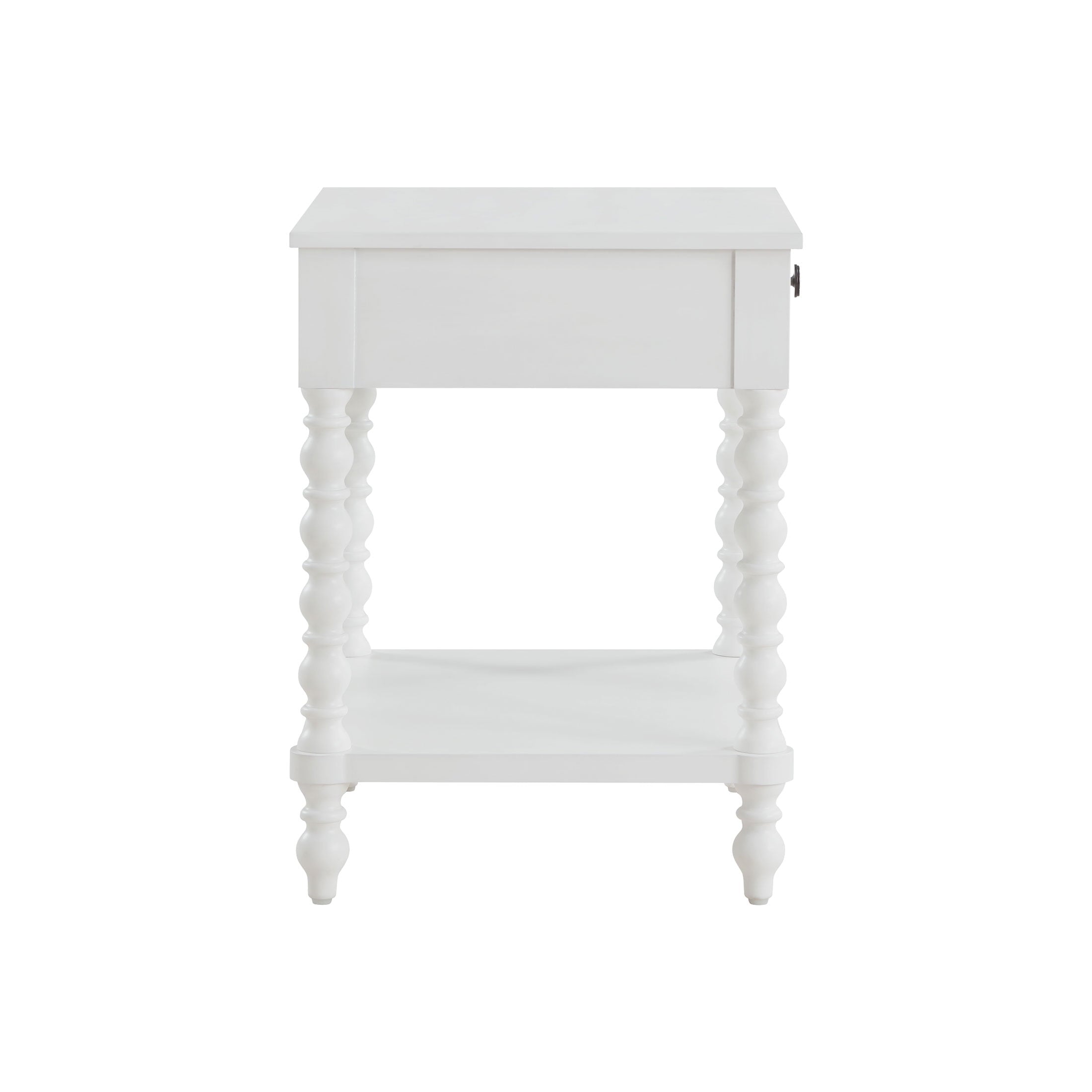 Homesteada™ Harper Spindle Nightstand with USB Charging Ports, Adults and Teens, White Finish