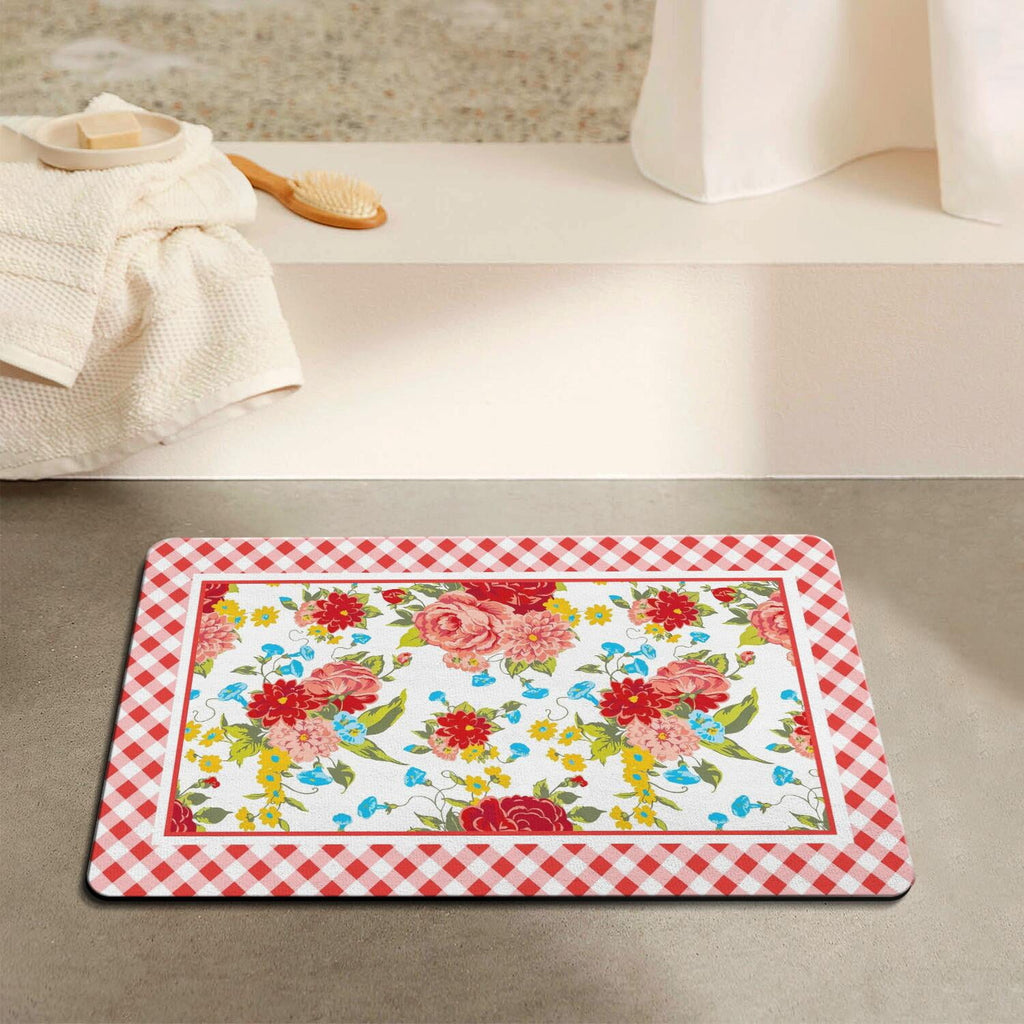 Homesteada™ Flower Kitchen Mat Sets 2 Piece Farmhouse Anti Fatigue Waterproof Stain Resistant Floor Rug Non Slip Homesteada™ Vintage Floral Kitchen Laundry Room Rug - 17x30+17x47Inch