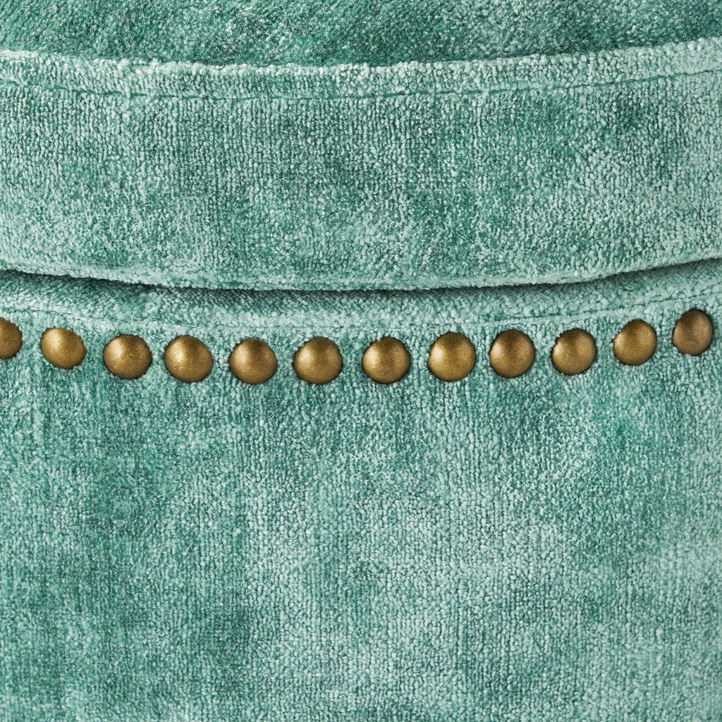 Homesteada™ Harper Round Velvet Storage Ottoman, Jade, 17.72 in