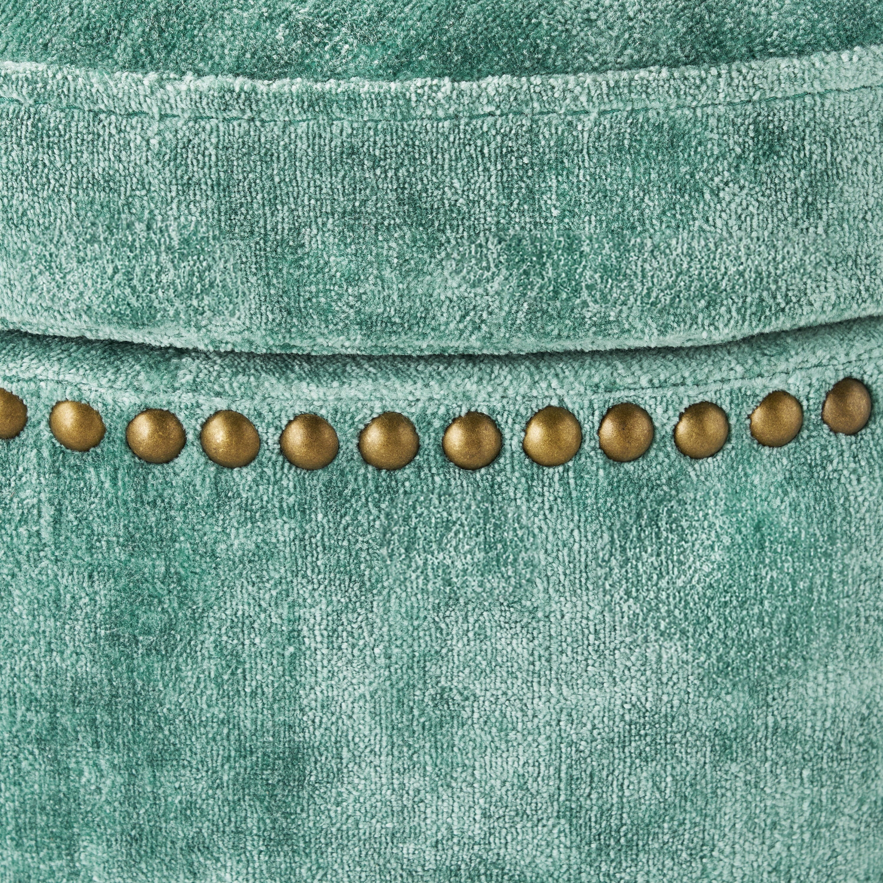 Homesteada™ Harper Round Velvet Storage Ottoman, Jade, 17.72 in