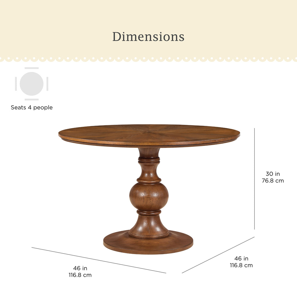 Homesteada™ Callie Round Dining Table, Heirloom Brown Finish