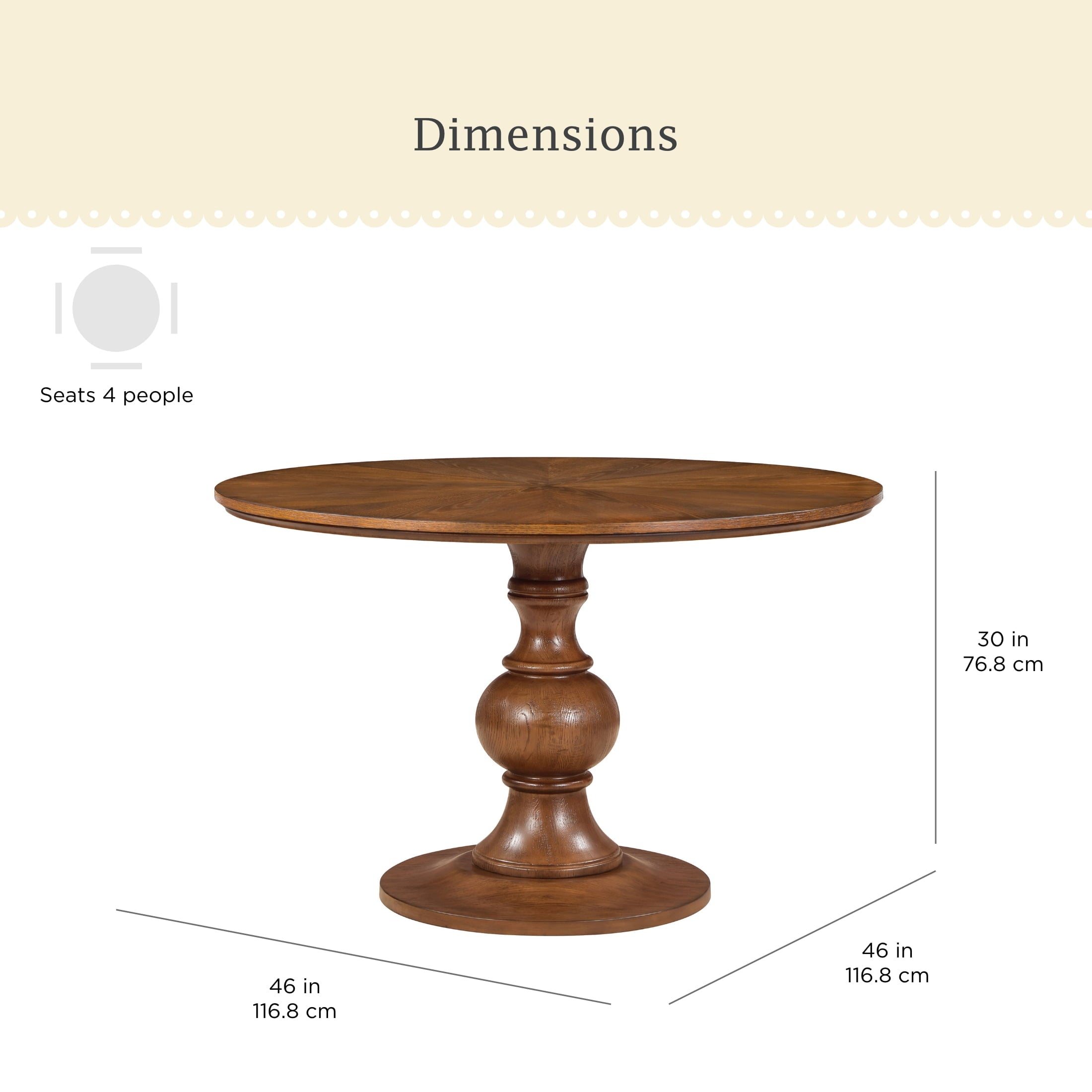 Homesteada™ Callie Round Dining Table, Heirloom Brown Finish