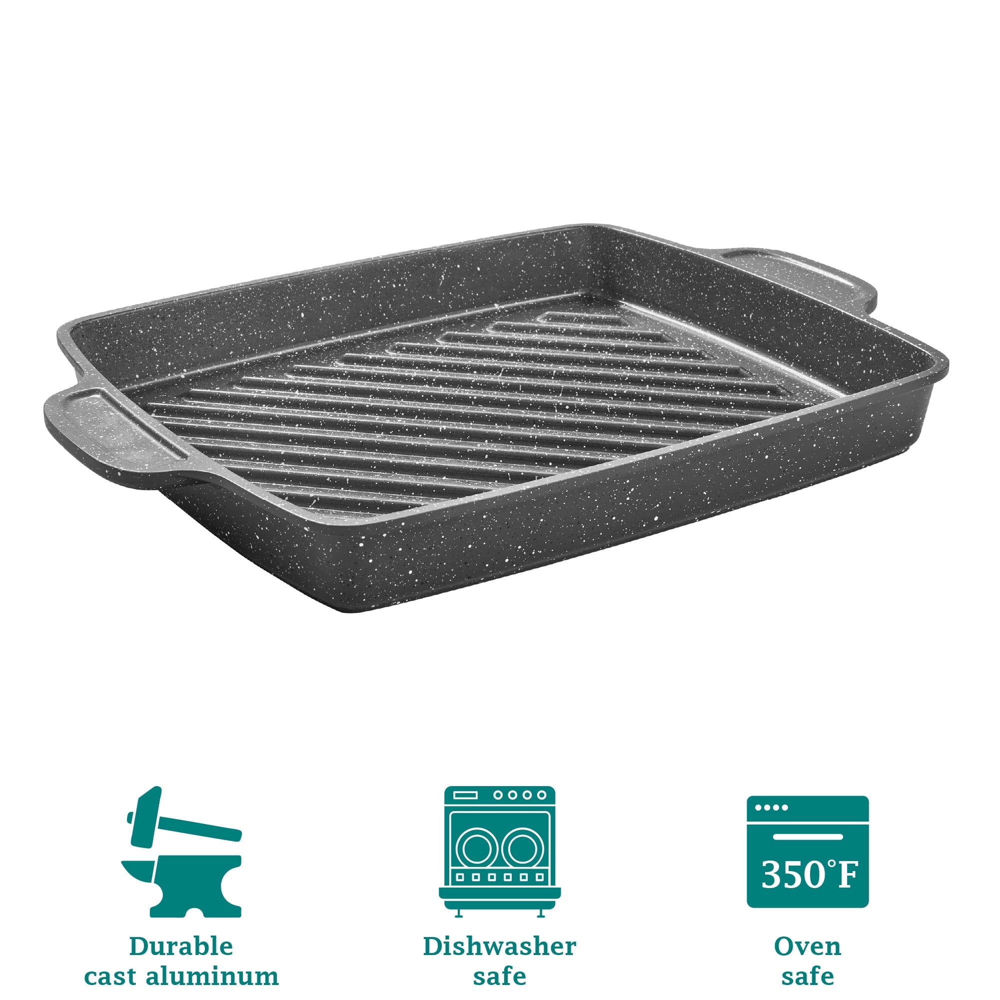 Homesteada™ Prairie Signature 10x12 inch Cast Aluminum Nonstick Cowboy Steak Pan with Speckled Design