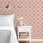 Homesteada™ Pink Salmon Washy Trellis Peel and Stick Wallpaper, 18" x 18.86'