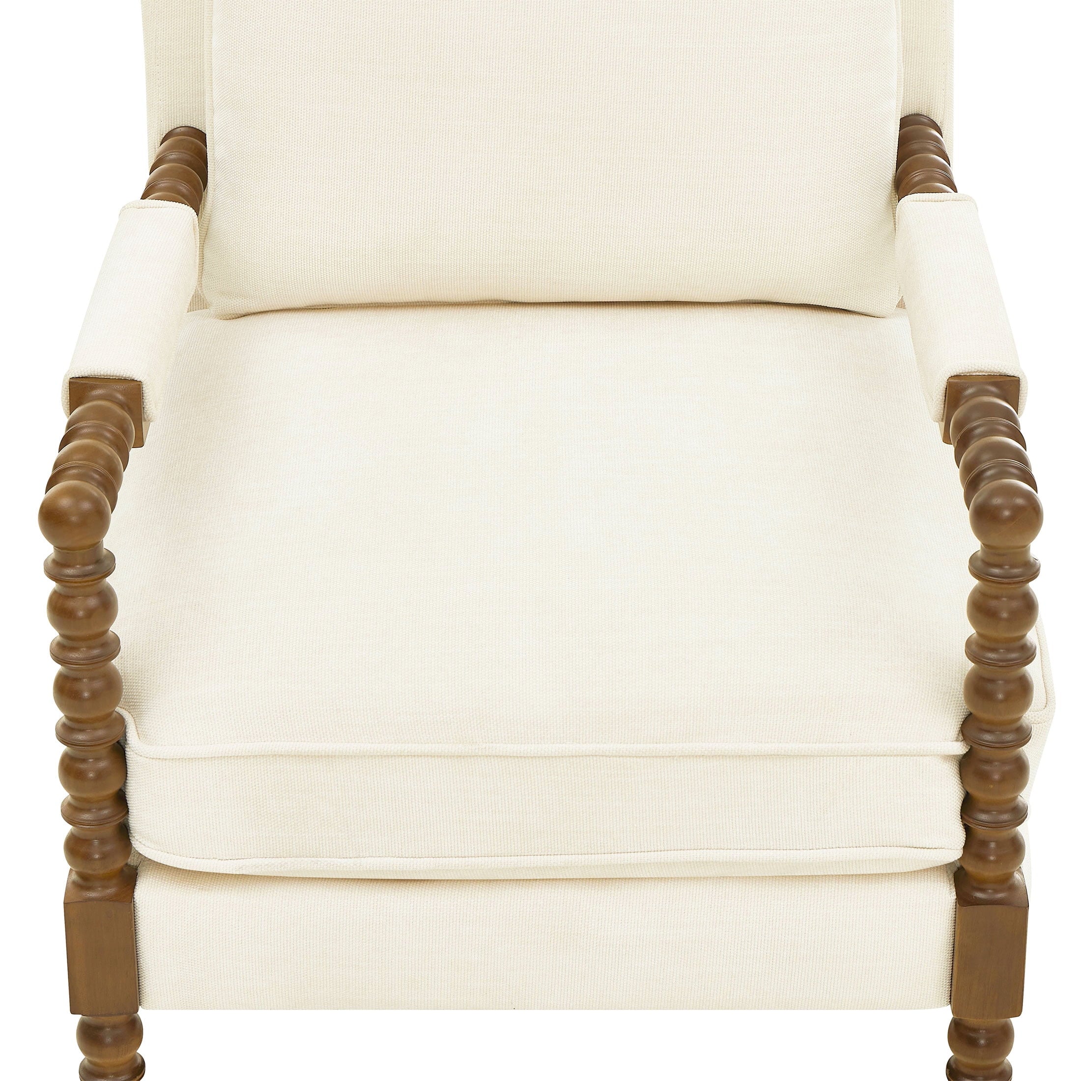 Homesteada™ Harper Spindle Accent Chair, Antique White Fabric Upholstery