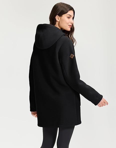 Homesteada™ Heritage Country Camp Women's Long Fleece Jacket Thermal Sherpa Lined Full Zip Up Hoodies with Pockets Causual Warm Winter Coat