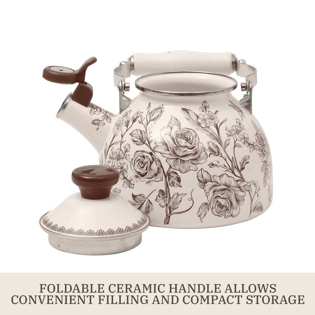 Homesteada™ 2.0-Quart Enamel on Steel Agatha Tea Kettle, Brown