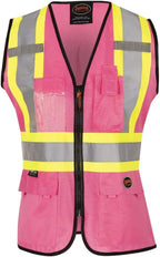 Homesteada™ Heritage Country Women's Custom Fit Hi-Vis Mesh Back Safety Vest - Color: Pink - Size: XL