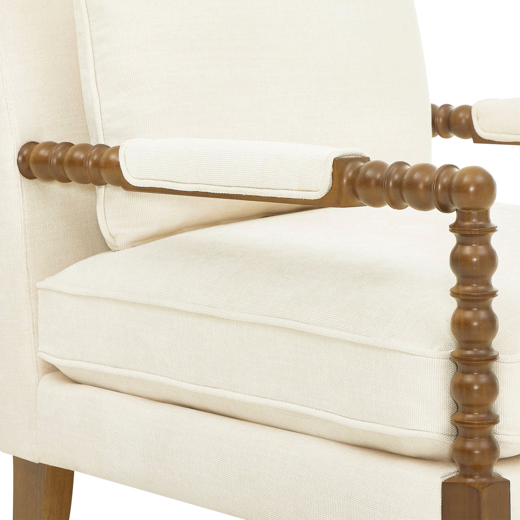Homesteada™ Harper Spindle Accent Chair, Antique White Fabric Upholstery