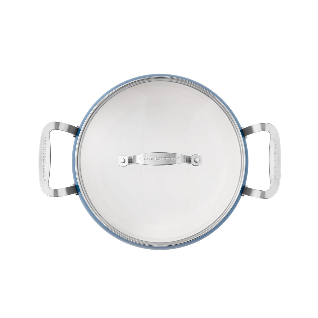 Homesteada™ Harlow 7.5 Qt Ceramic Non-Stick Stock Pot with Lid, Denim Blue