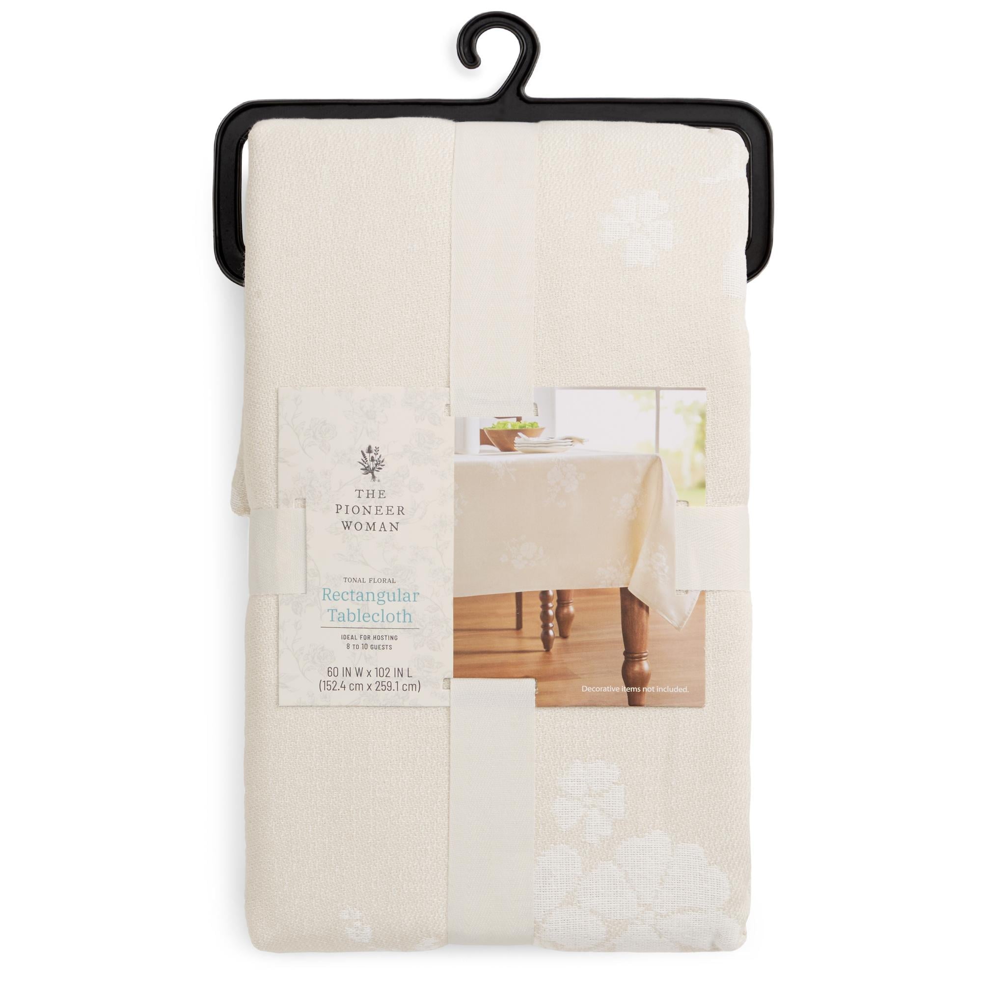 Homesteada™ Tonal Floral Jacquard Woven Fabric Tablecloth, Light Taupe, 60"W x 102"L