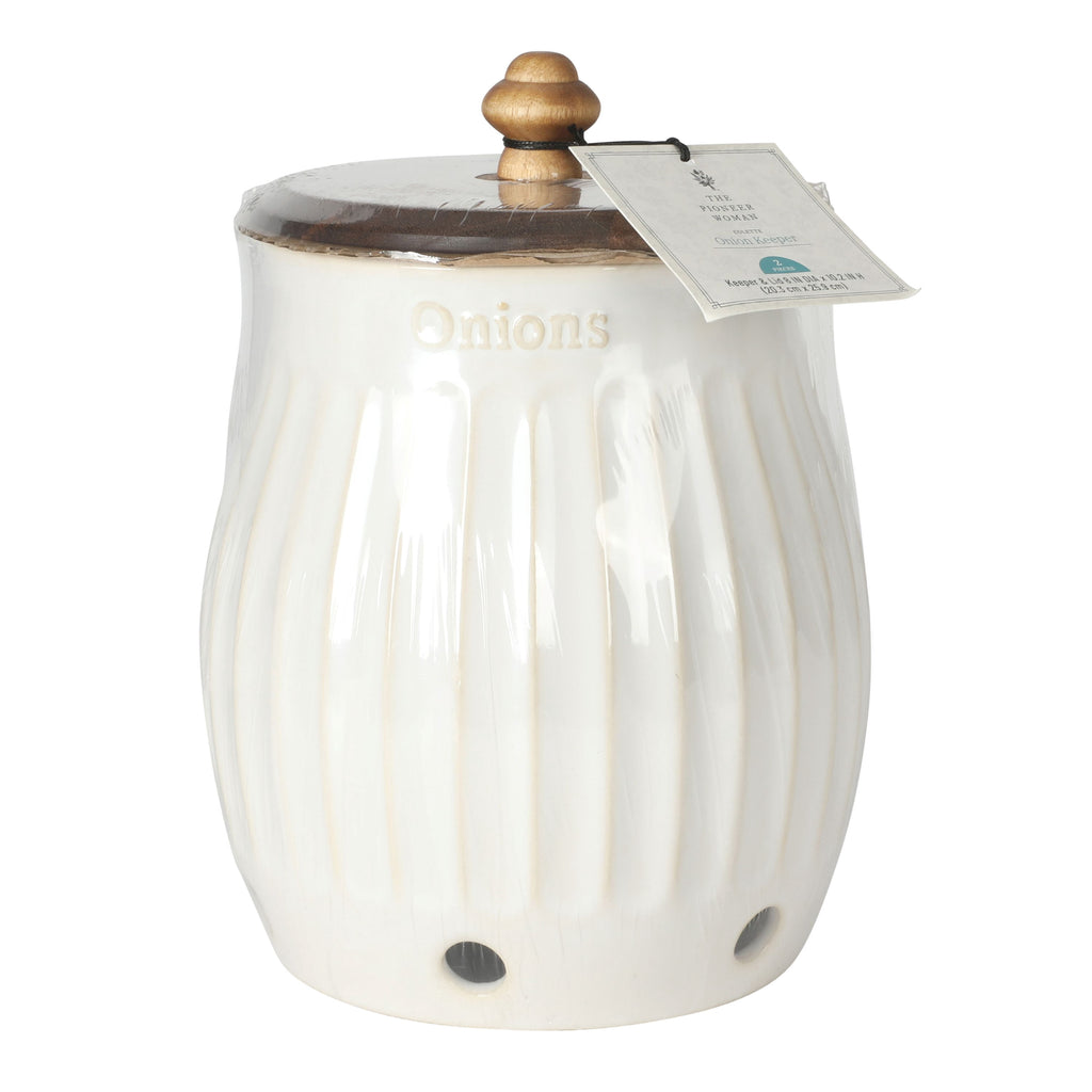 Homesteada™ Colette Stoneware Onion Keeper, White