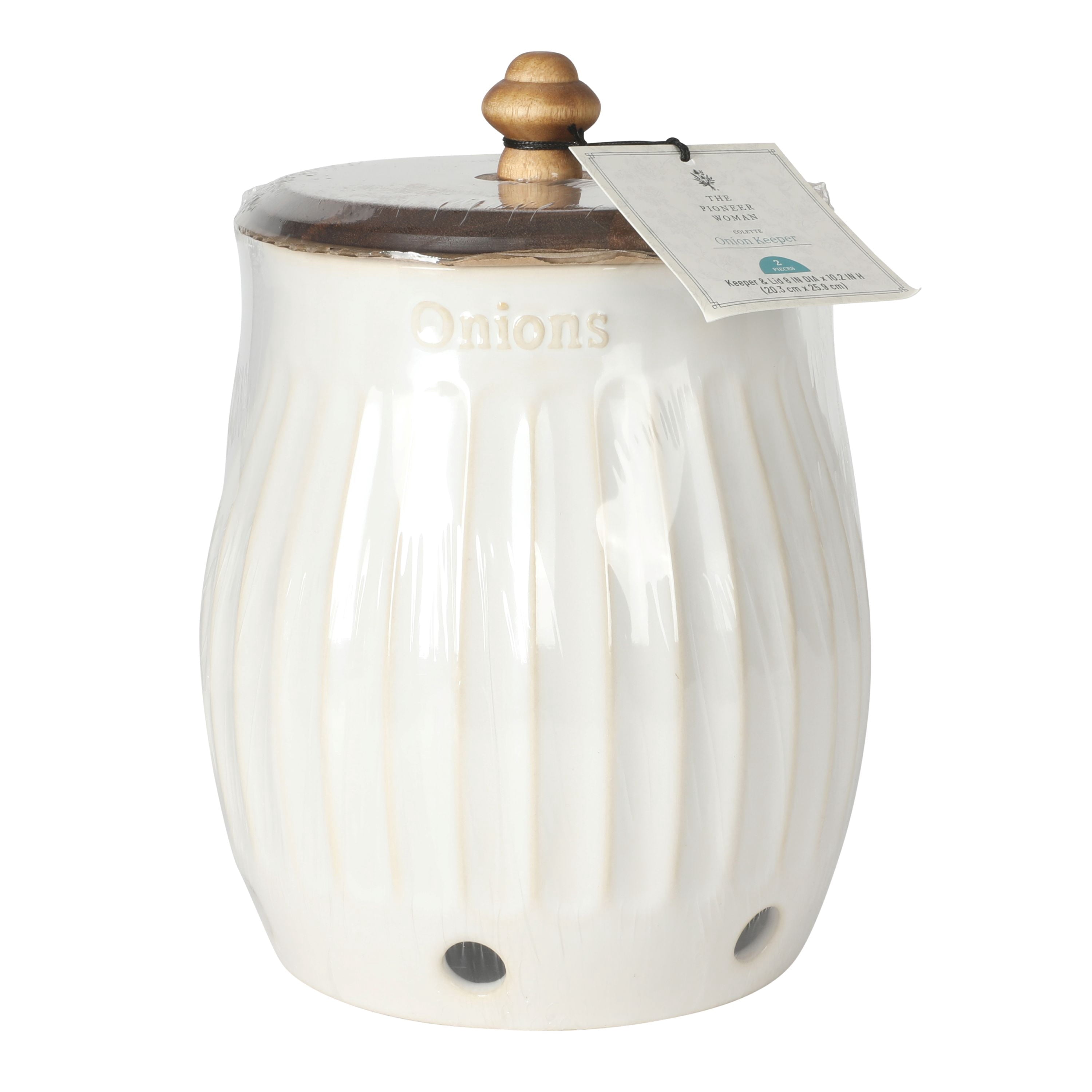 Homesteada™ Colette Stoneware Onion Keeper, White