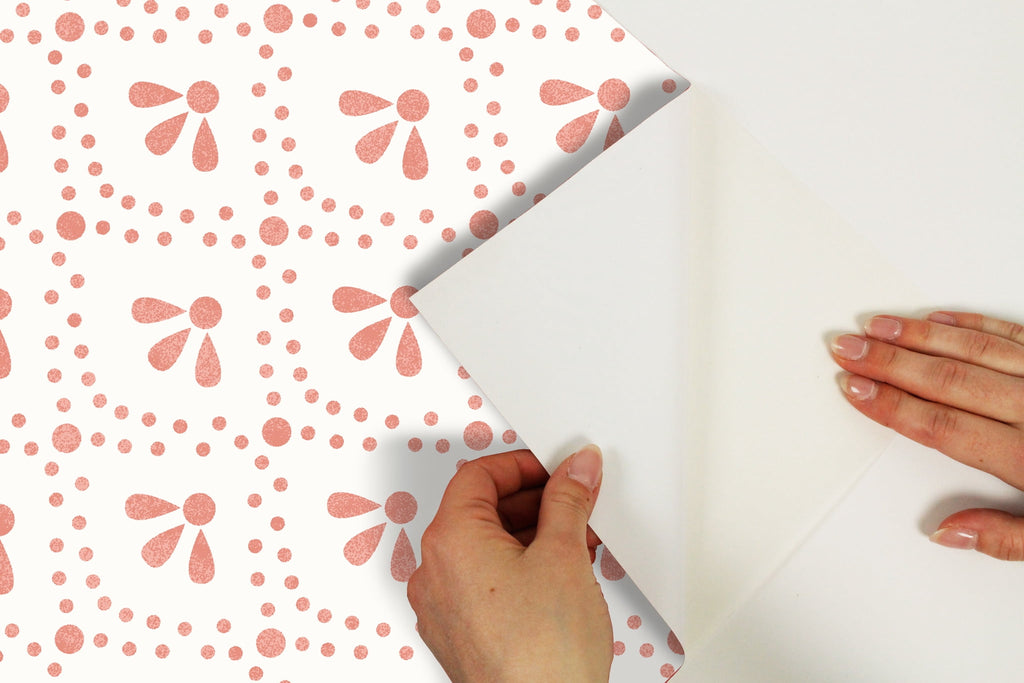 Homesteada™ Coral Tonal Scallop Peel And Stick Vinyl Wallpaper, 215-in by 20.5-in, 30.75 sq. ft.