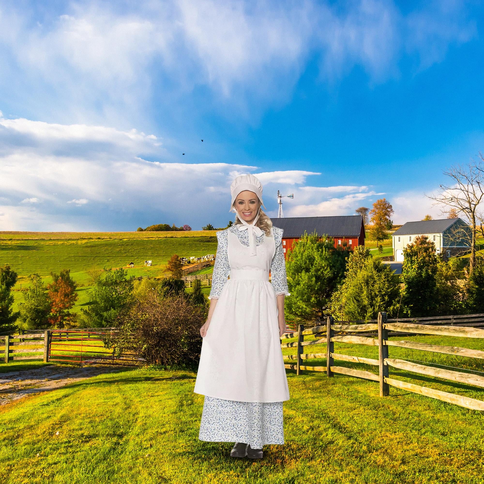 Homesteada™ Underwraps Heritage Country Womens Costume with Apron and Bonnet | Large Female