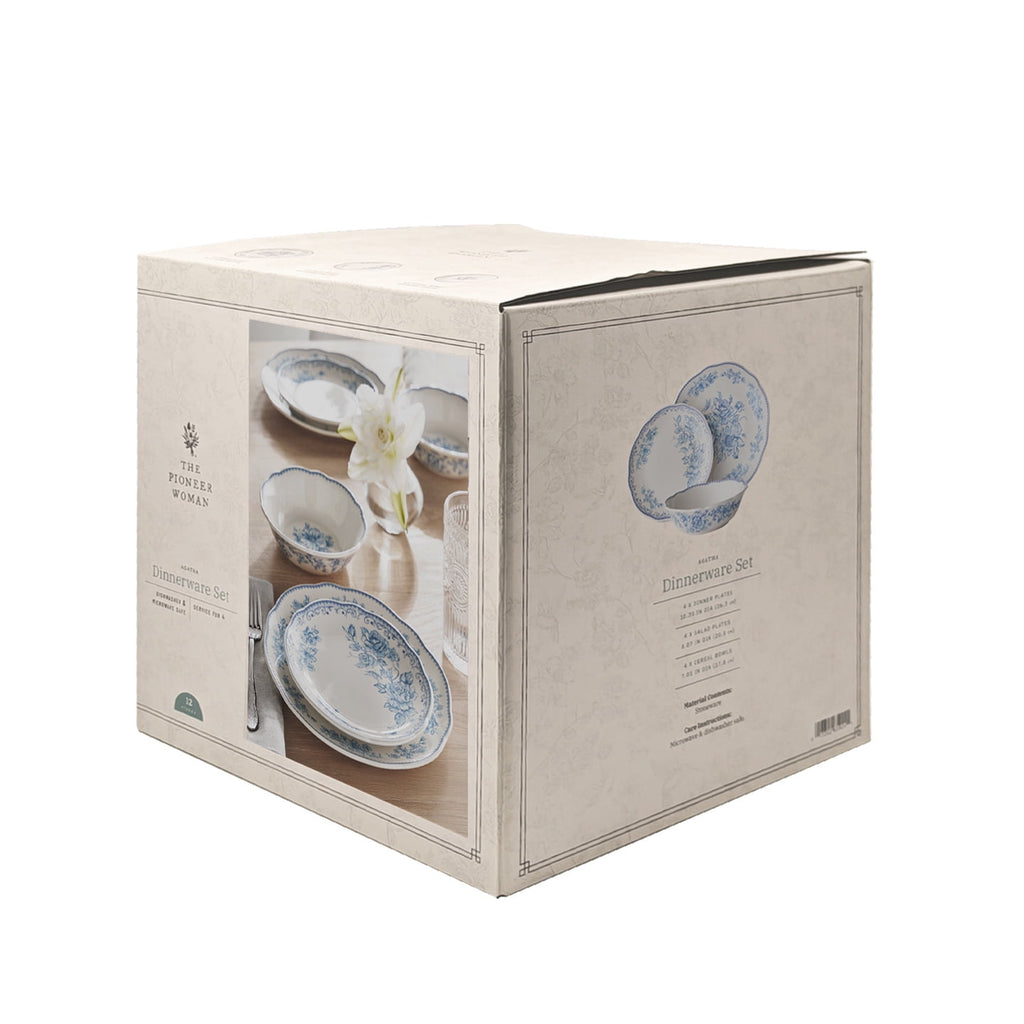 Homesteada™ Agatha 12-Piece Stoneware Dinnerware Set, Blue
