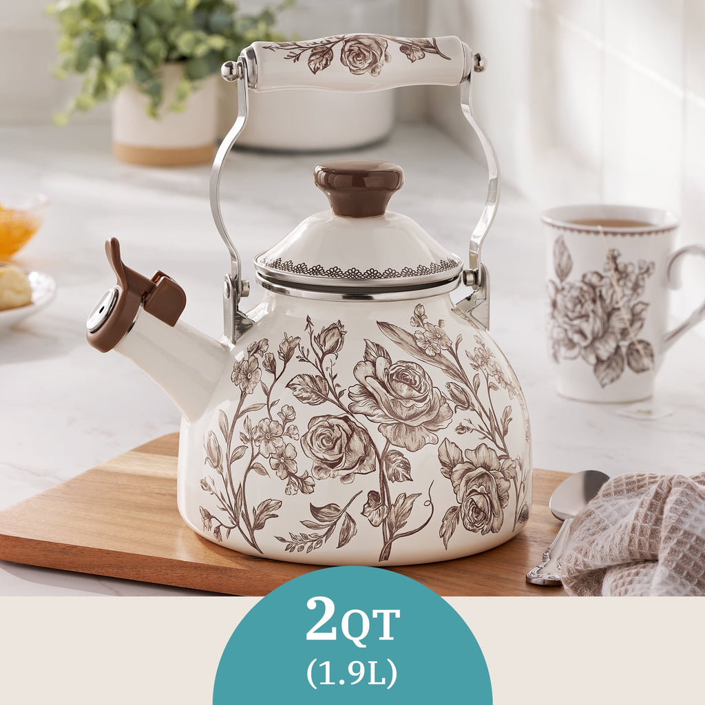 Homesteada™ 2.0-Quart Enamel on Steel Agatha Tea Kettle, Brown